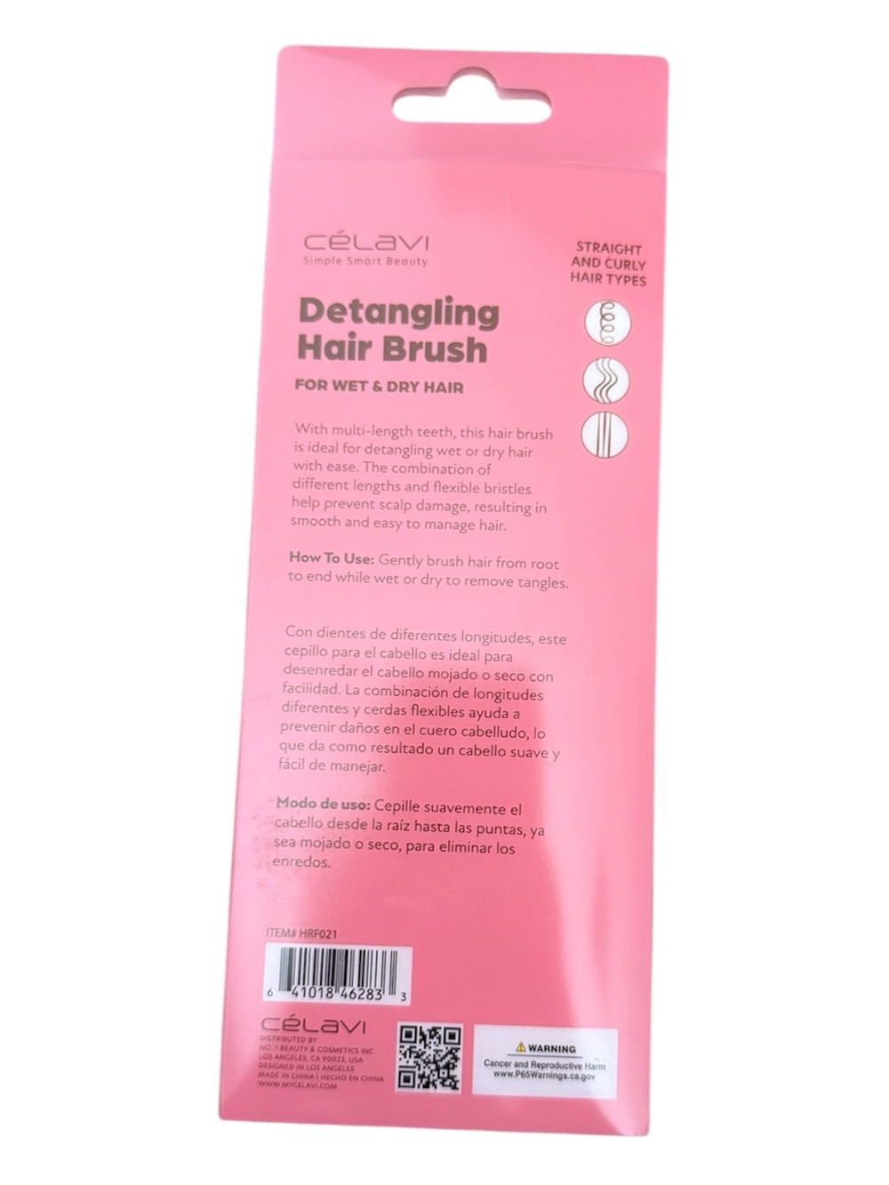 Pink & White Detangling Hair Brush, Wet & Dry Hair Brush - Picture 2 of 2